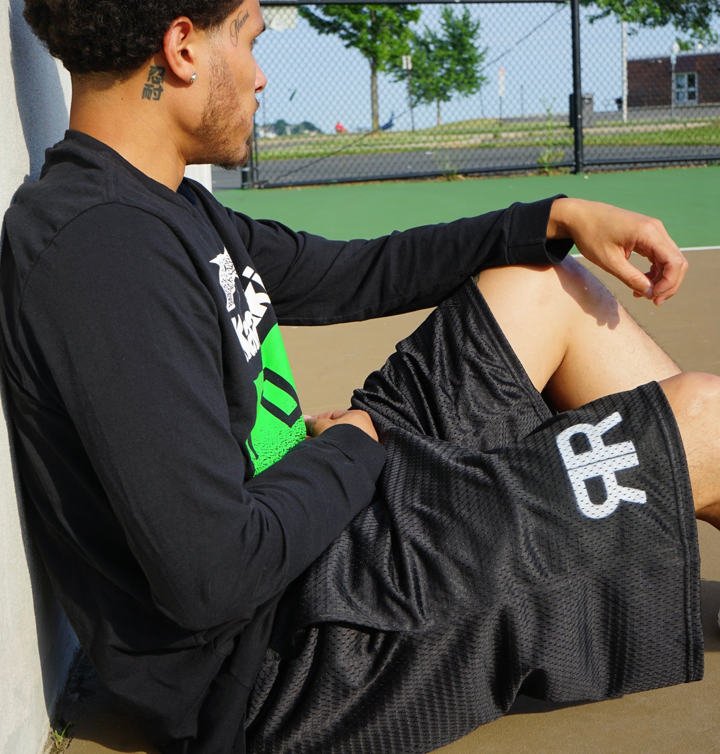 Small double “R” logo mesh shorts
