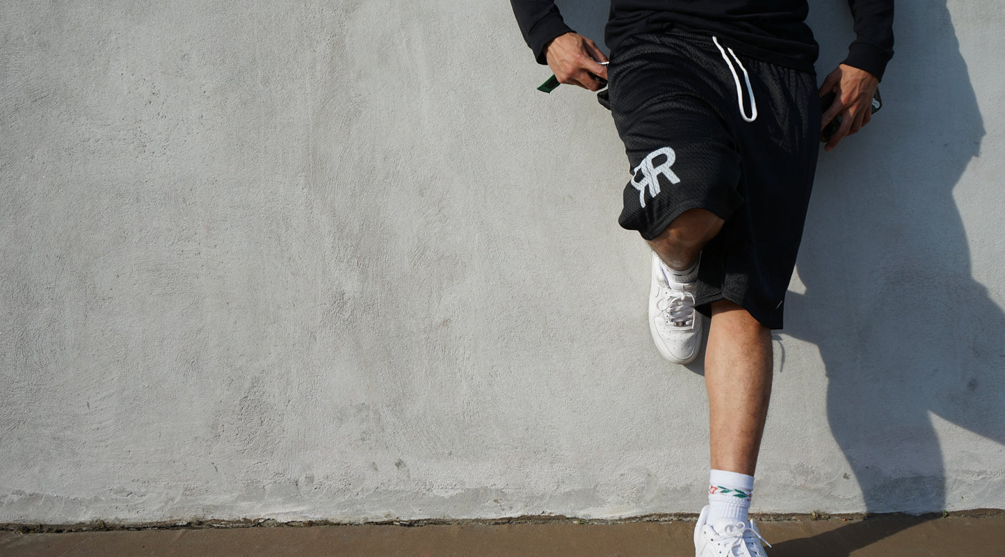 Small double “R” logo mesh shorts